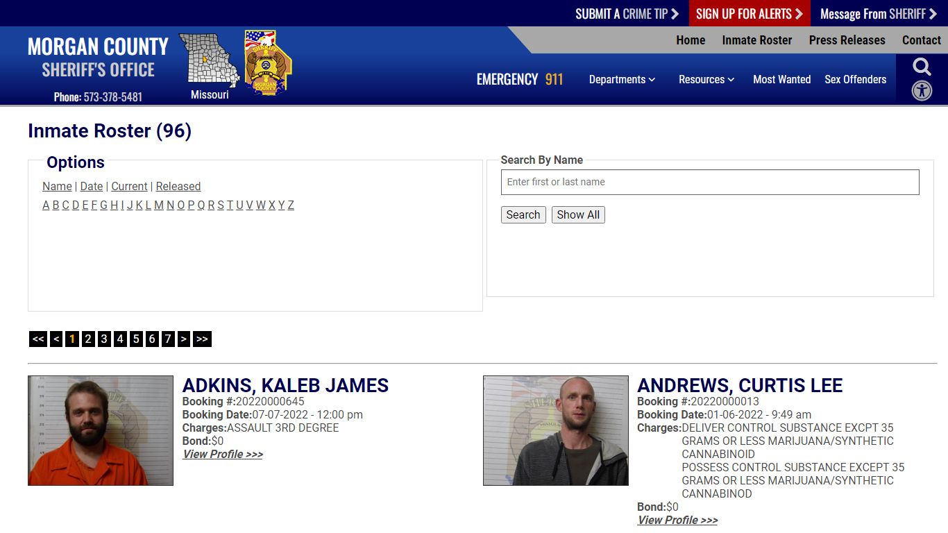 Inmate Roster - Current Inmates - Morgan County Sheriff MO